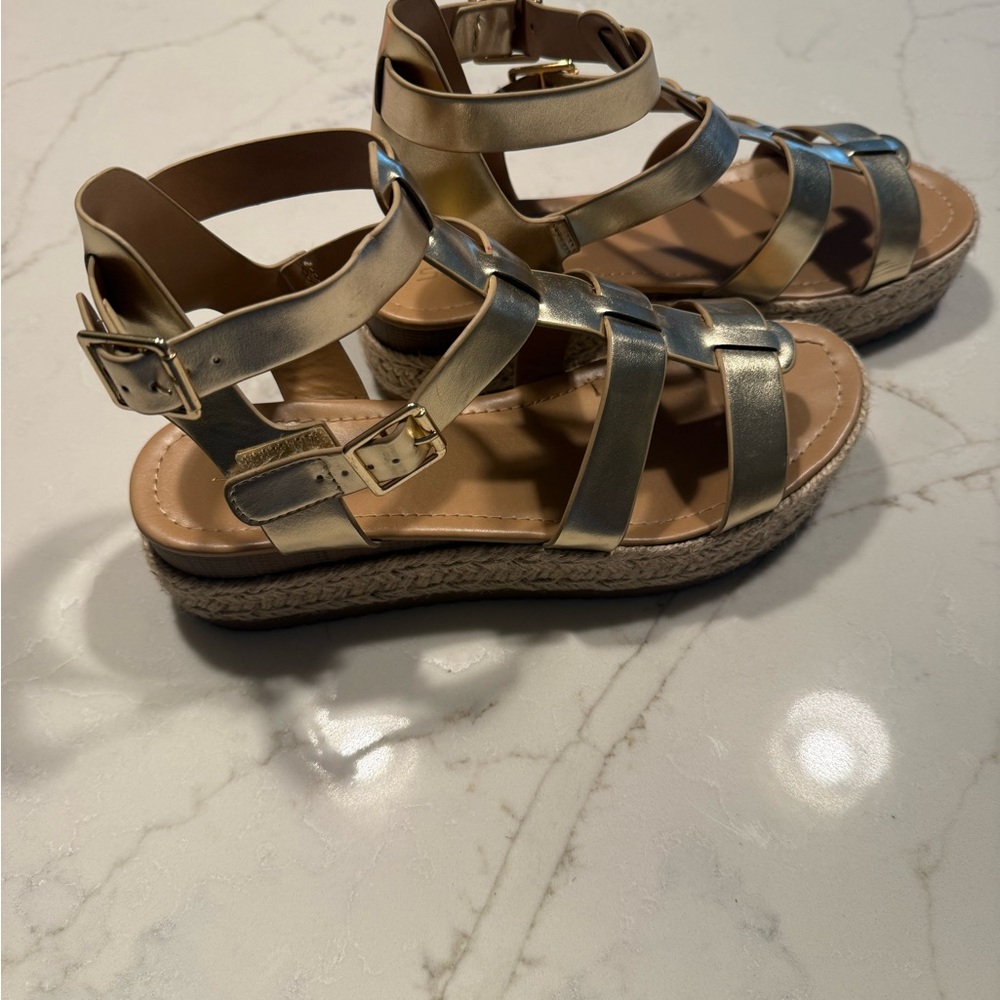 Soda Metallic Gold Strappy Sandals